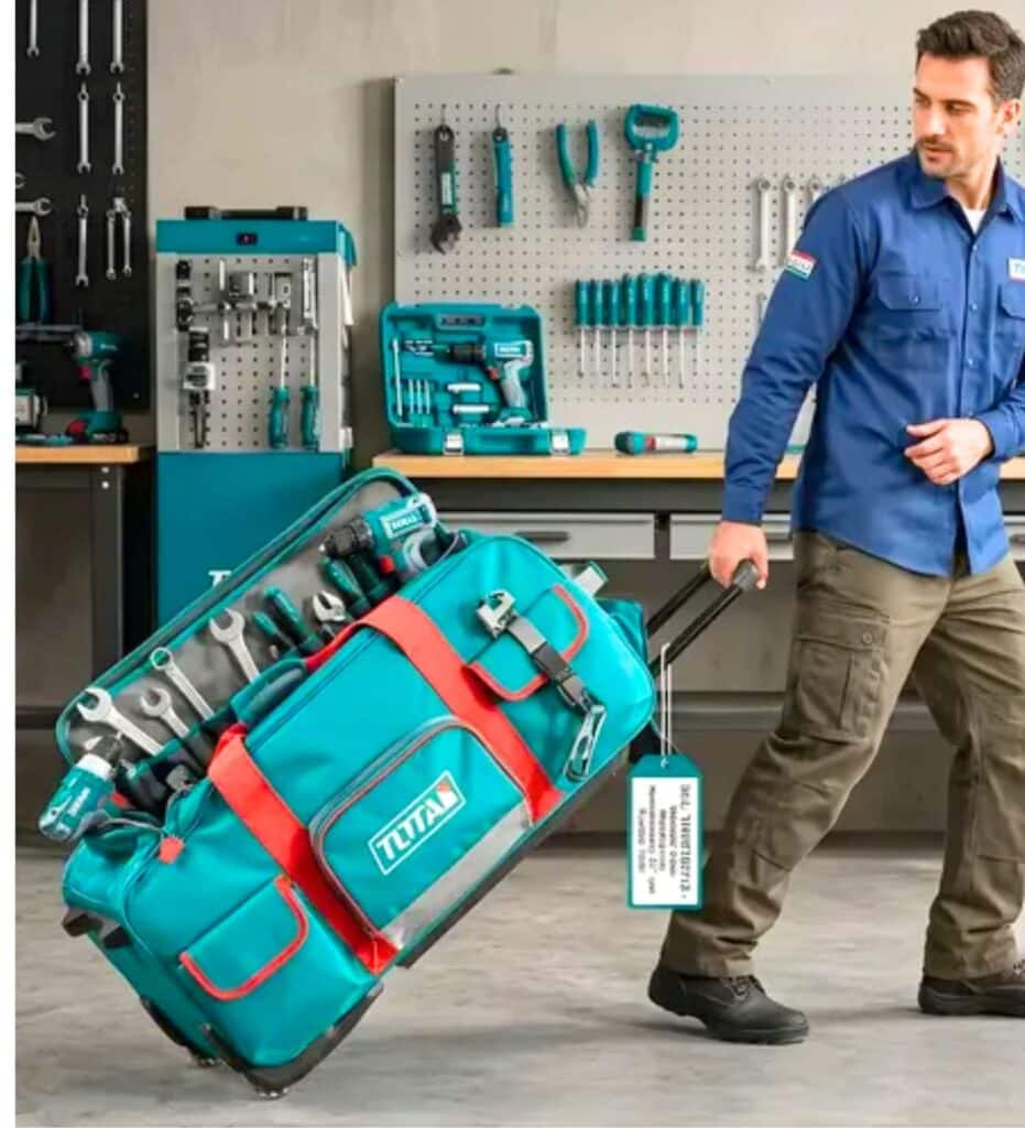 MALETIN PORTA HERRAMIENTAS 27» 1680D POLYESTER 13BOLS. MAX25KG CON RUEDA TOTAL – THRRTB2712