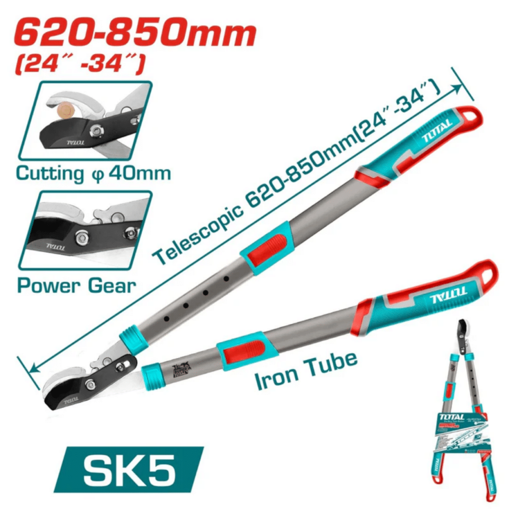 TIJERA PODADORA TELESCOPICA 620-850MM MAX:34MM TUBO METALICO SK5 IND – THTS1527416
