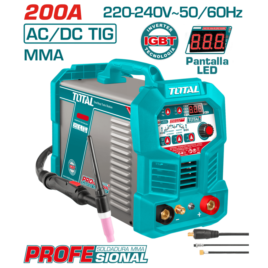 SOLDADORA INVERTER AC DC TIG/MMA 200A LED PROFESIONAL Modelo: TIGACDC20068