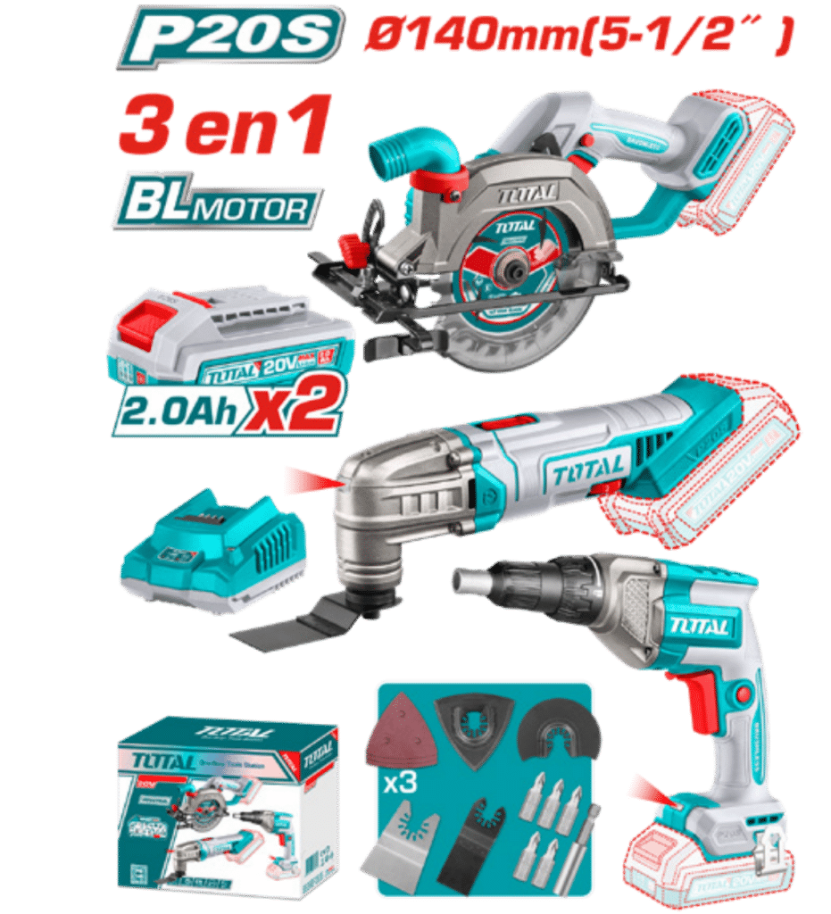COMBO 20V 3 EN 1 SIERRA + MULTIHERRAMIENTA + TALADRO DRYWALL 2X2.0AH – TOSLI250382