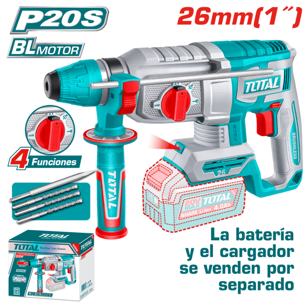 ROTOMARTILLO SDS+ 26MM 20V BL 2.5J 0-50000BPM 4FUN +ACC INDUSTRIAL – TRHLI26208