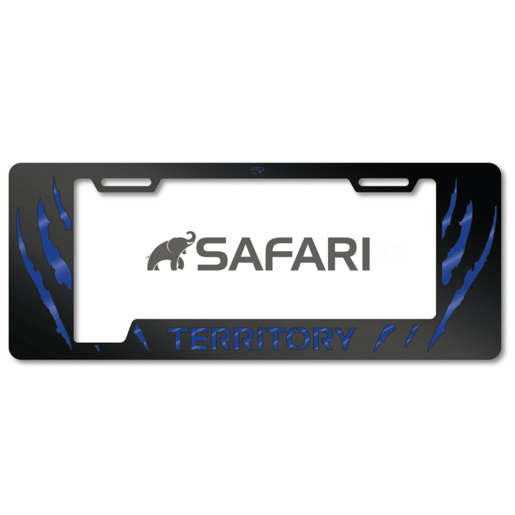PORTA PLACA ACERO 400G 0.8MM T/EURO TERRITORY GARRAS AZUL – SF-P1E-009-GG-BL