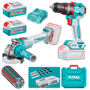 COMBO 2EN1 20V TALADRO 66NM + AMOLADORA 1200W 2X4.0AH + ACC MALETIN - TCKLI20256