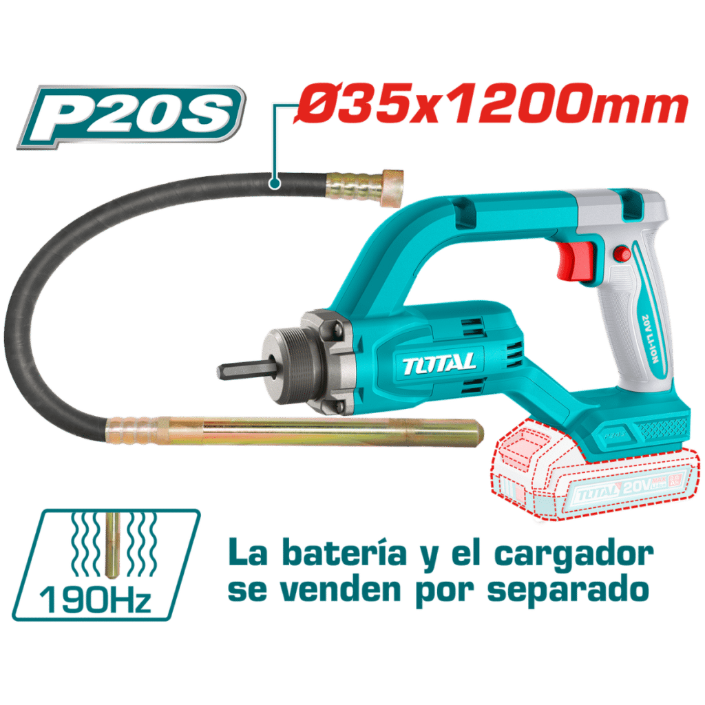 VIBRADOR CONCRETO 20V 2500RPM VIB: 190HZ + POKER 35X1200MM – TCVLI202502