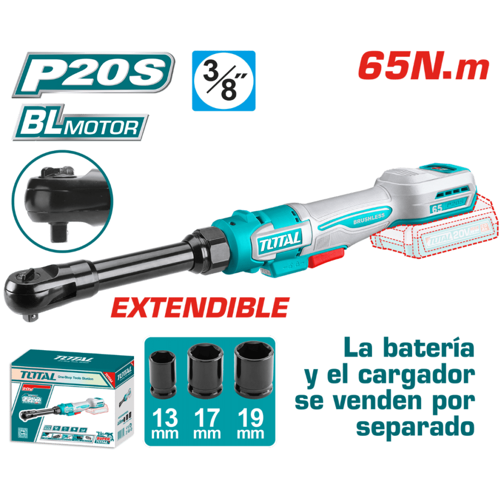 ATORNILLADOR RATCHET EXTENDIDO 20V 65NM 3/8” 0-350RPM +ACC INDUSTRIAL –  TDRLI206529