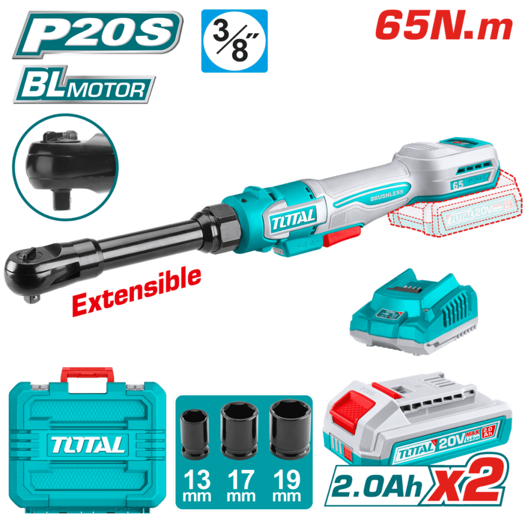 ATORNILLADOR RATCHET EXTENDIDO 20V 65NM 3/8» 0-350RPM 2X2.0AH + – TDRLI2065292