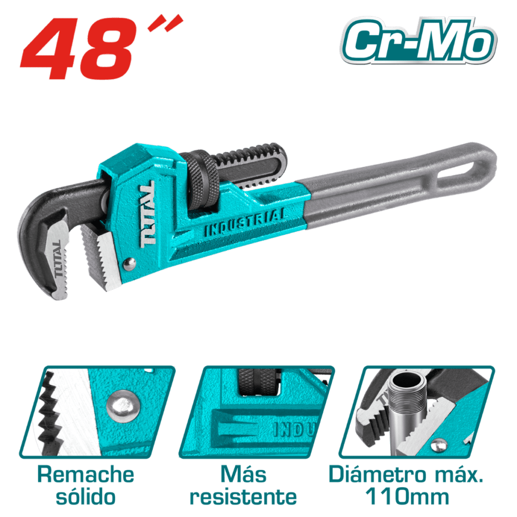 LLAVE STILLSON 48» 1200MM MAX 110MM ACERO AL CARBON + CR-MO INDUSTRIA – THT171486