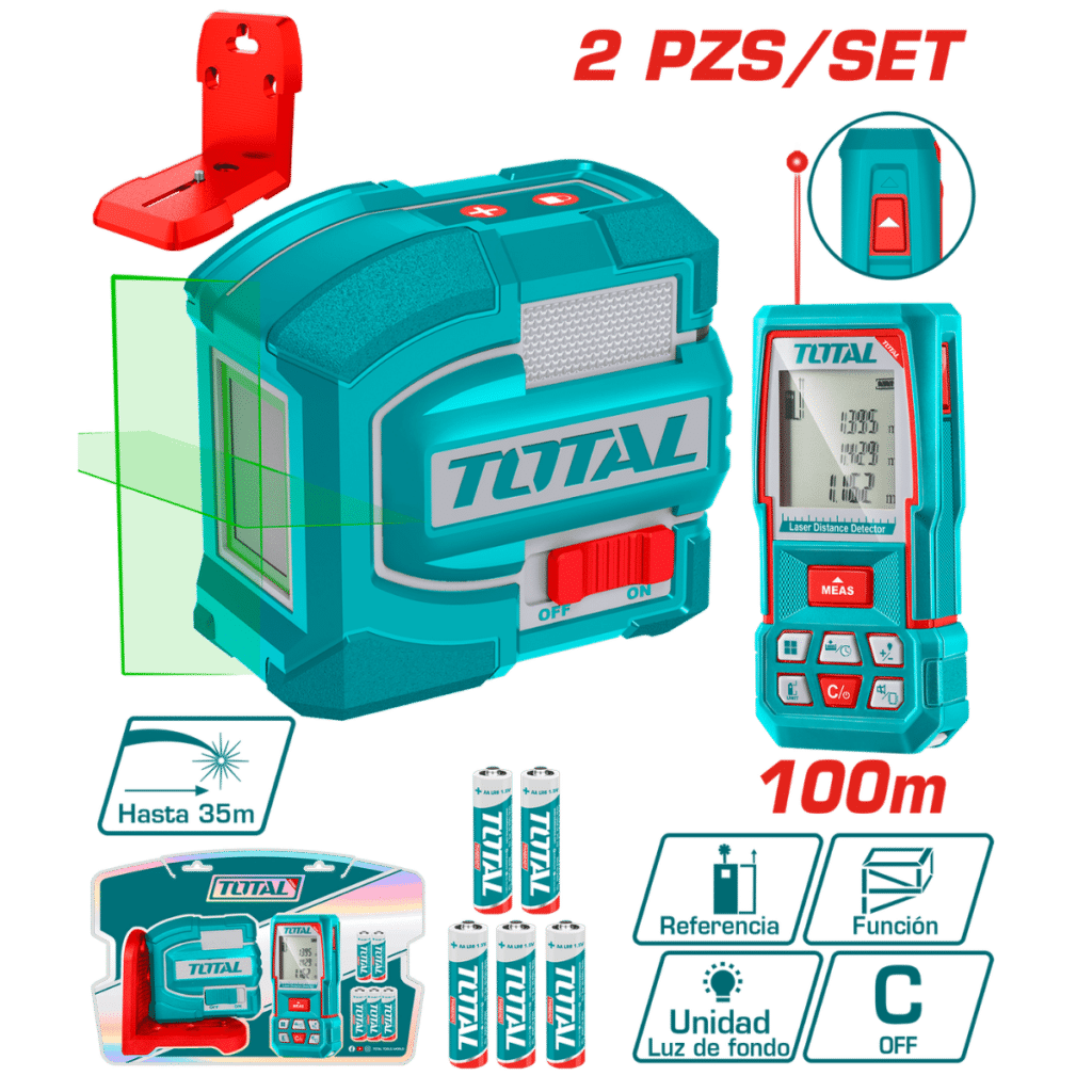 COMBO (2EN1) NIVEL LASER 2L + MEDIDOR LASER 100M + ACC INDUSTRIAL – TOSLL0502