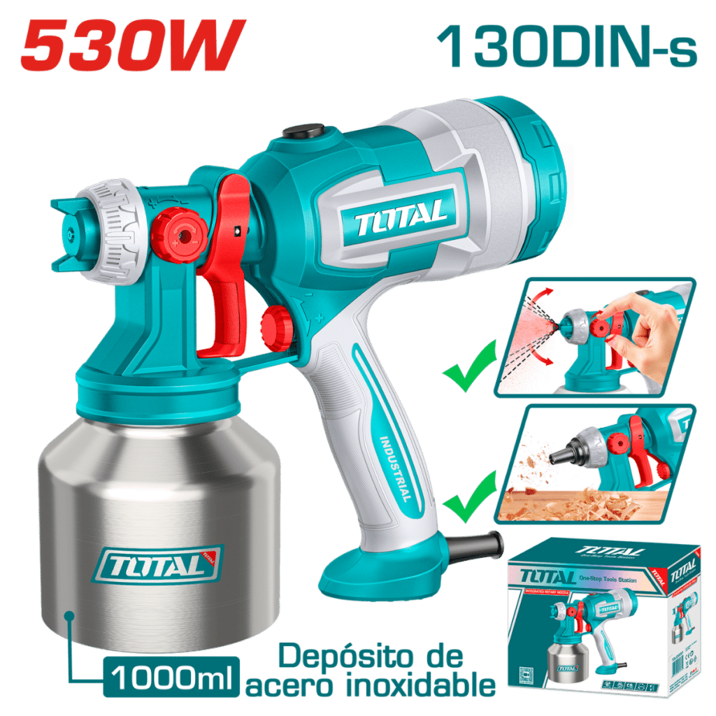PISTOLA P/PINTAR HVLP ELECTRICA 530W 130DIN-S 410ML/MIN 1000ML TANQUE AC – TT45061