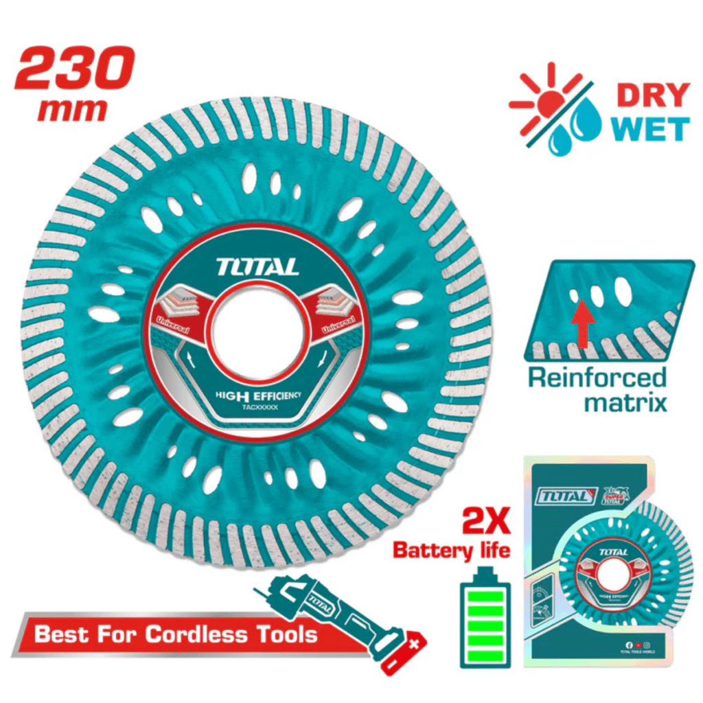 DISCO DIAMANTADO ULTRA-DELGADO 1.6MM 230MMX22.2MM 75CR1 HOJA:10MM INDUSTRIAL – TAC062301