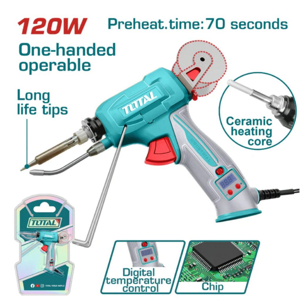 PISTOLA DE SOLDADURA CON ALIMENTADOR 120W MAX 500C DIGITAL INDUSTRIAL – TET360732