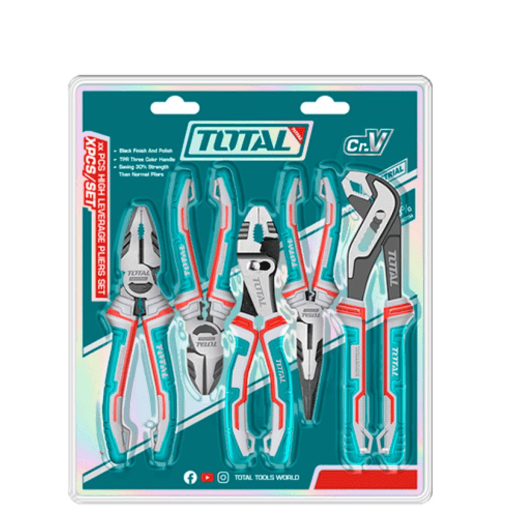 SET DE ALICATES 5PCS CR-V ENERGY 30% MANGO TPR TRI-COLOR INDUSTRIAL – THT2K0588