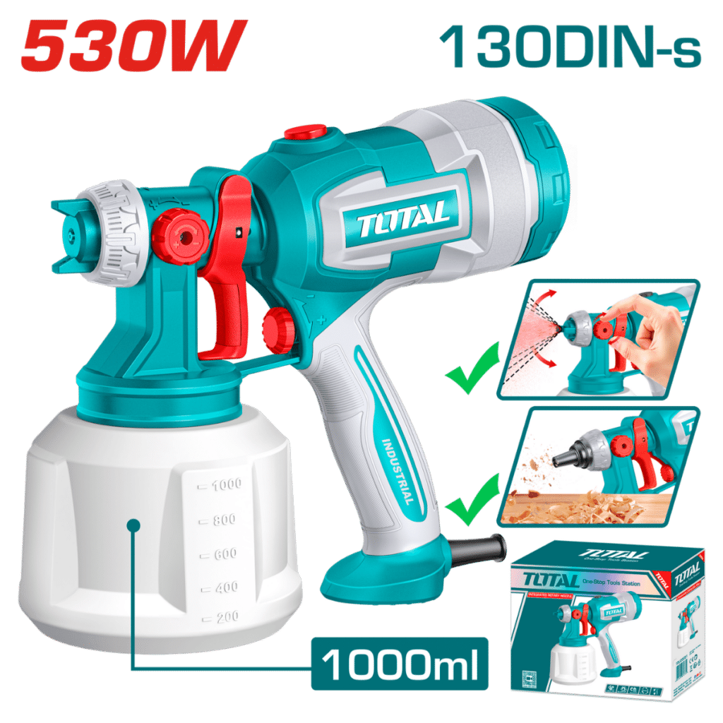 PISTOLA P/PINTAR HVLP ELECTRICA 530W 130DIN-S 410ML/MIN 1000ML INDUSTRIAL – TT4506