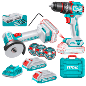 COMBO 2EN1 20V TALADRO 66NM + AMOLADORA 3'' 2X2.0AH + ACC MALETIN INDUSTRIAL - TCKLI20255