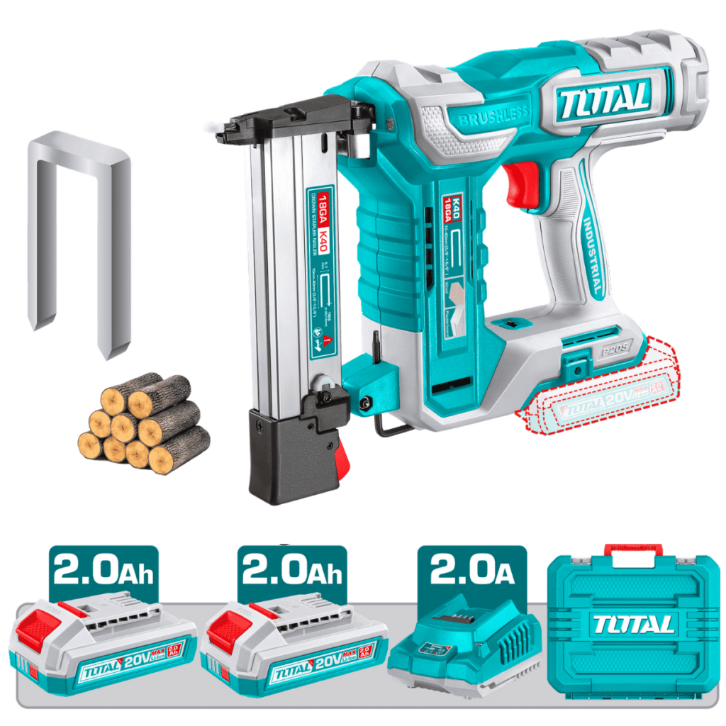 PISTOLA DE GRAPAS 20V K10-K40 3G/S +400GRAPAS 2X2.0AH BRUSHLESS + MALETING – TCSNLI600869