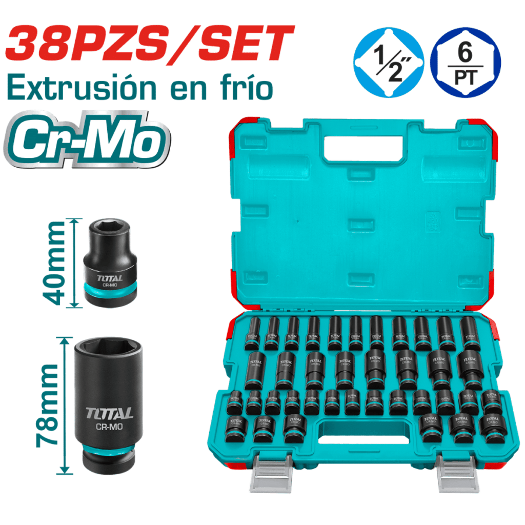SET DADOS IMPACTO 38PCS 1/2» 40MM/78MM CR.MO INC MALETIN INDUSTRIAL – THKISD12388L