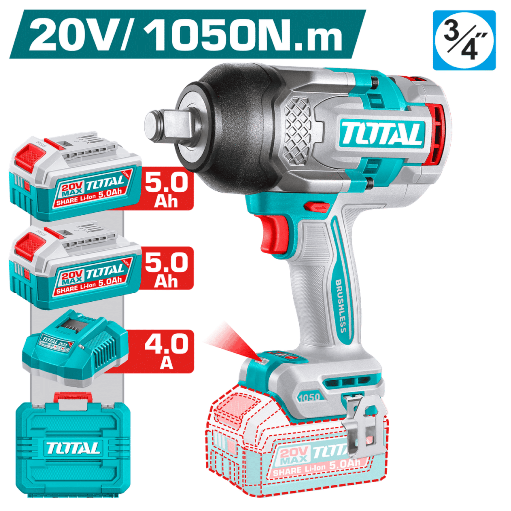 LLAVE IMPACTO 20V BL 1050NM 3/4» 2200BPM 2X5.0AH MALETIN INDUSTRIAL – TIWLI201056