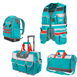 COMBO 4PCS CHALECO + PORTA HERRAMIENTAS 20'' + MALETIN 16'' Y MOCHILA 1680D POLYESTER - TOS230914