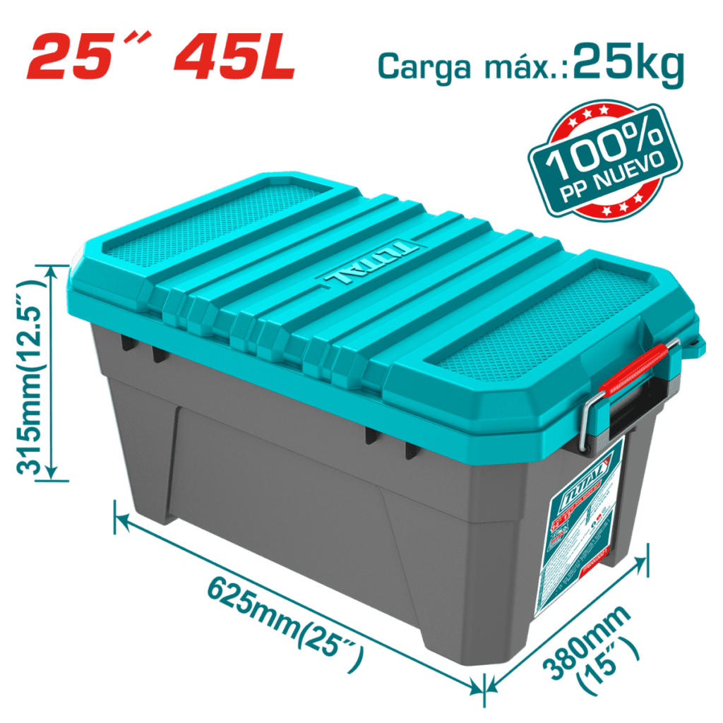 CAJA HERRAMIENTAS 25» 45L NEW PP 625X380X315 25KG HEBILLA METALICA – TPBX0252