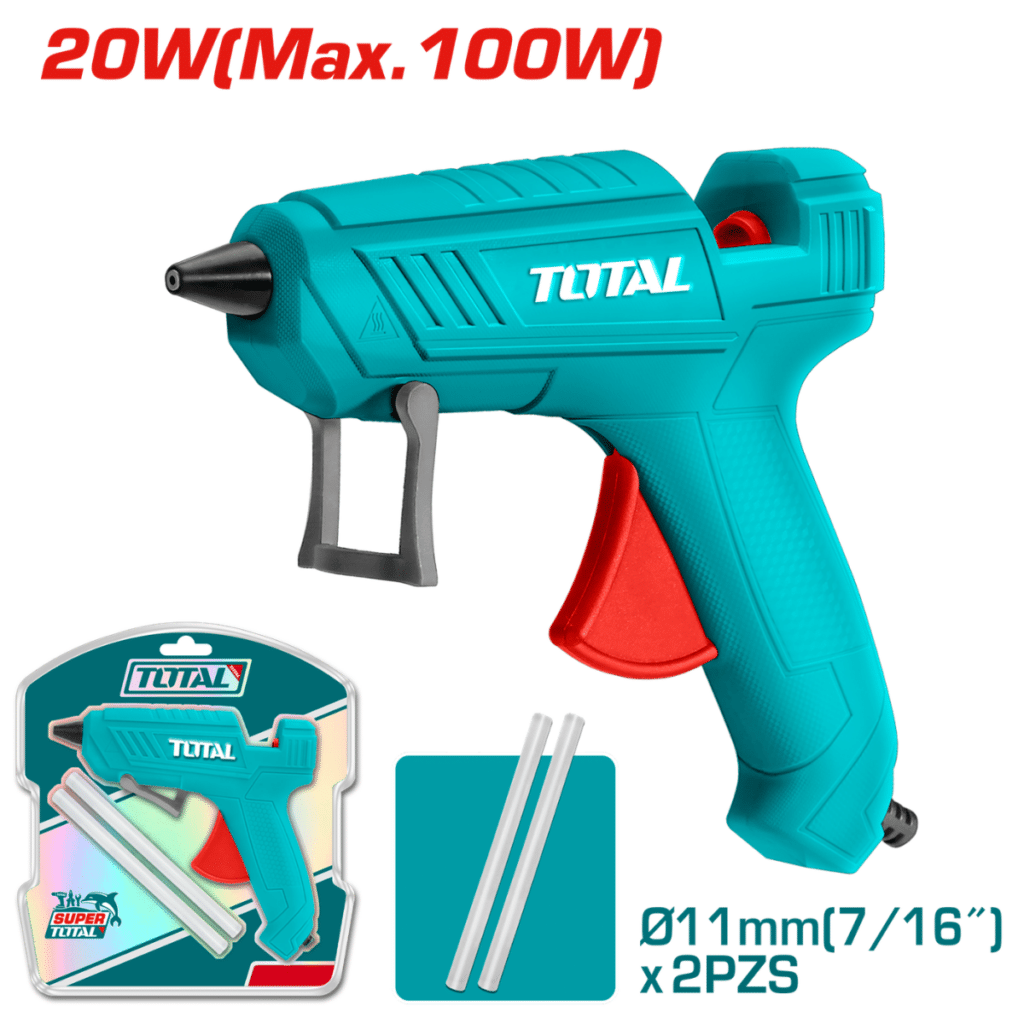 PISTOLA DE SILICON CON 2 BARRAS DE PEGAMENTO. DIAMETRO DE BARRA 11.2 MM. 220V /50-60H TOTAL – TT101116