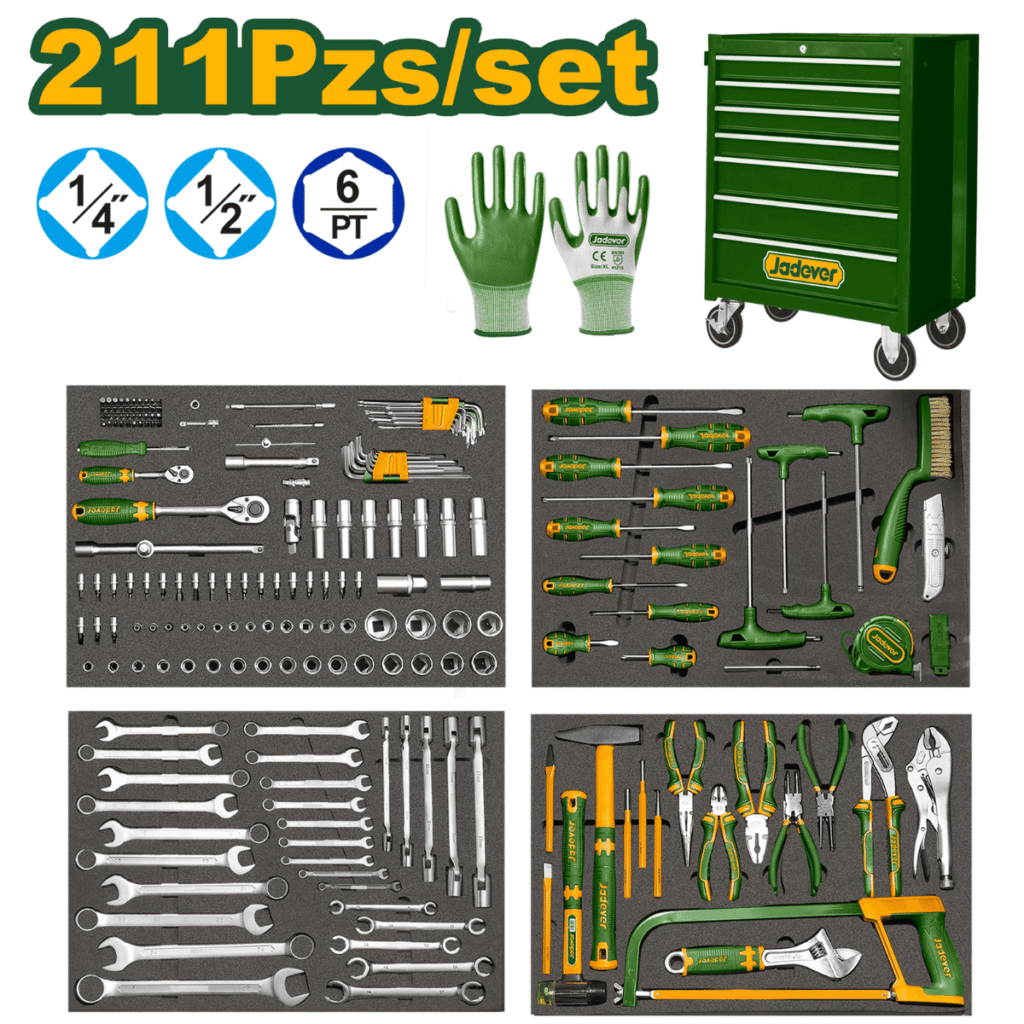 SET GABINETE 7 CAJONES + HERRAMIETNAS 211 PZS 688X458X885MM – JDHS3211