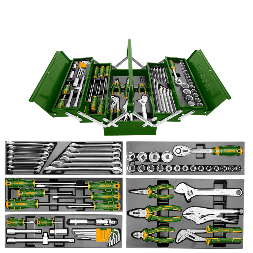 SET HERRAMIENTAS MANUALES 61PCS ESTUCHE METALICO 490X260X220MM DESPLEGABLE – JDHS4B61