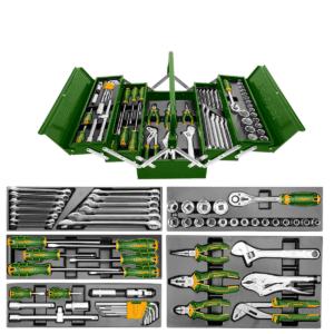 SET HERRAMIENTAS MANUALES 61PCS ESTUCHE METALICO 490X260X220MM DESPLEGABLE - JDHS4B61
