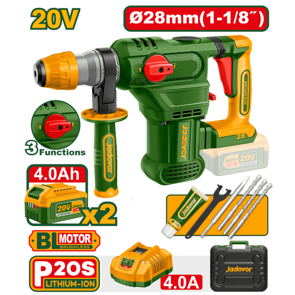 ROTOMARTILLO 28MM 20V 4.5J 0-4400BPM BRUSHLESS 2X4.0AH – JDLM2B286