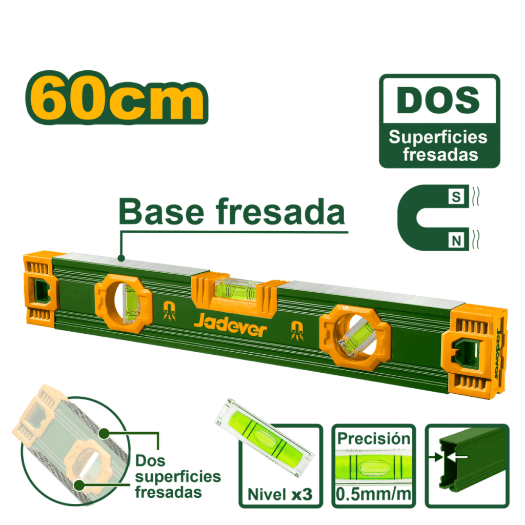 NIVEL BURBUJA 60CM B:3 AL 1.5MM PRES:0.5MM MAGNETICO – JDSL3G60