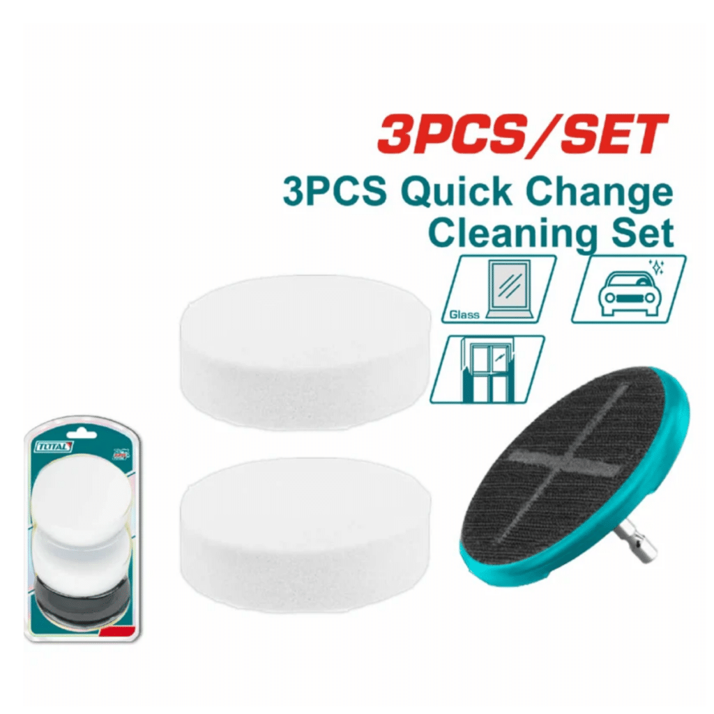 SET DE ESPONGAS LIMPIADORAS P/VIDRIO 89MM(3.5») 2PCS + ADAPTADOR TALADRO – TAC35351