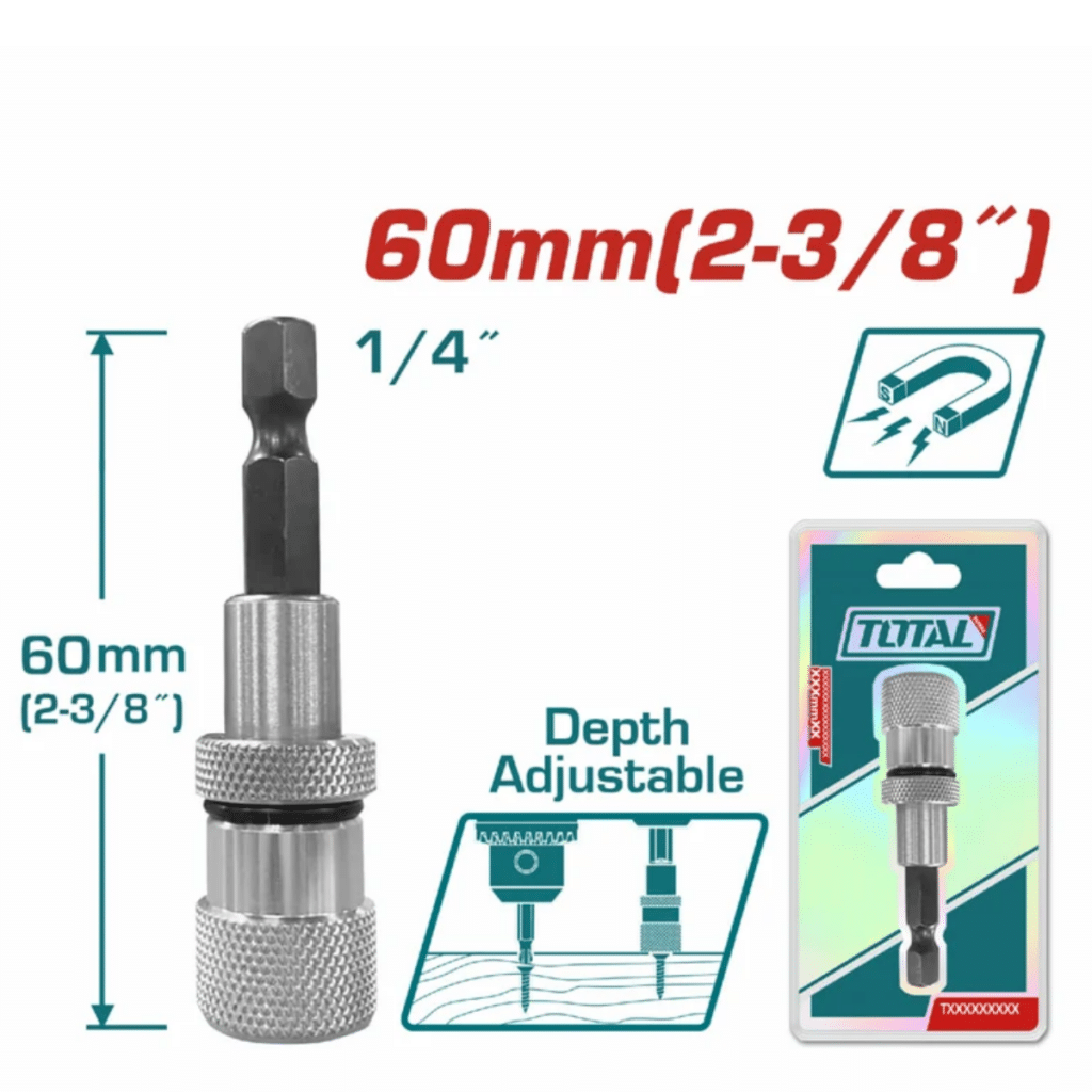 SUJETADOR MAGNETICO P/PUNTAS CON LIMITADOR 60MM (1/4») – TAC464601