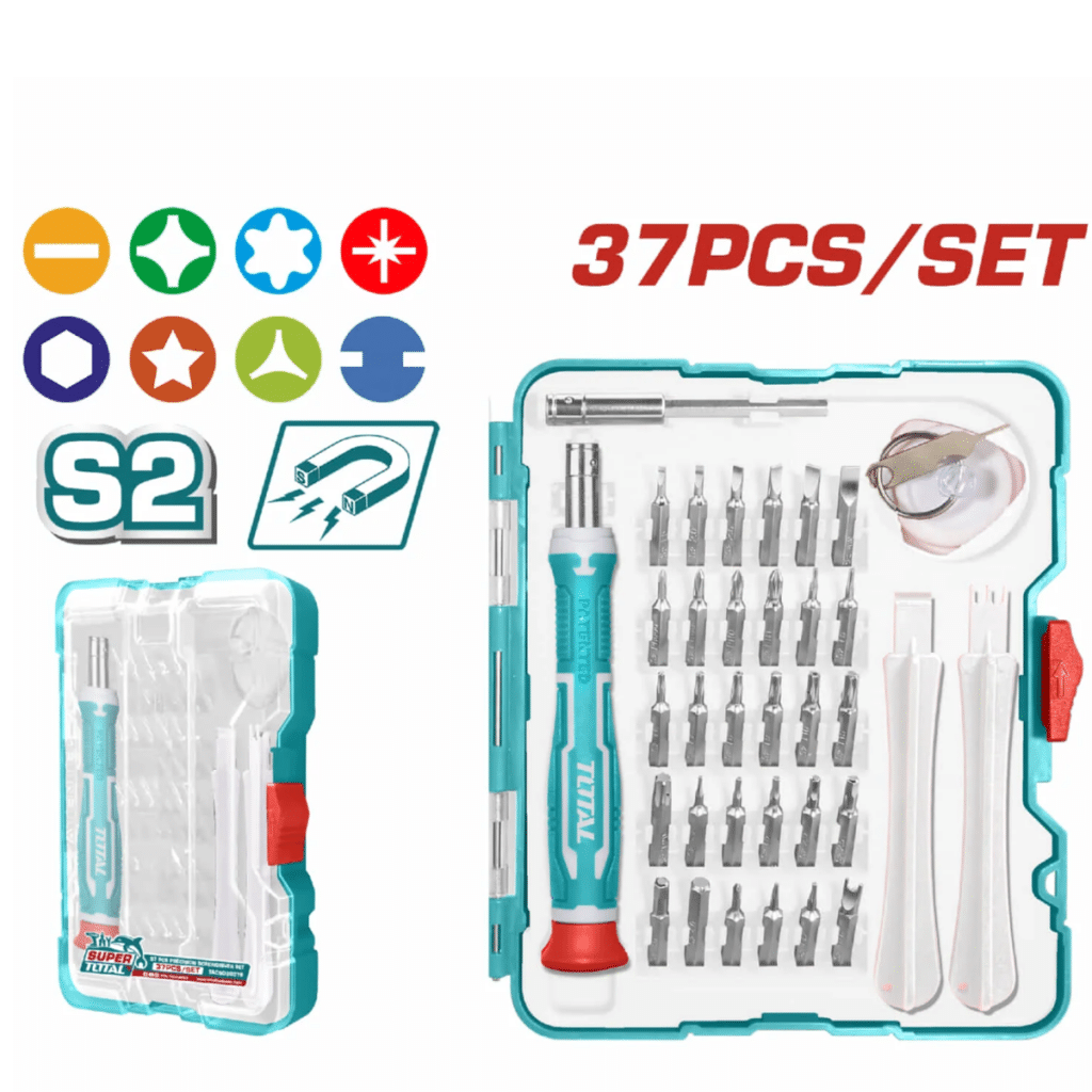 SET DESTORNILLADOR PRECISION + PUNTAS 37PCS S2 MAGNETICO INDUSTRIAL – TACSD30376