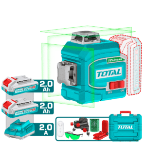 NIVEL LASER 3D 20V 12LINEAS 0-35M VERDE 2X2.0AH +ACC + MALETIN INDUSTRIAL - TLL3012165