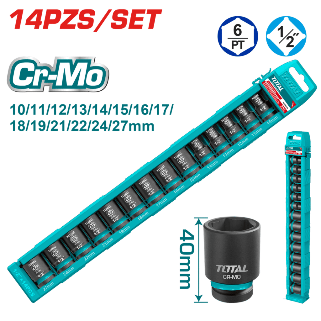 SET DADOS IMPACTO 1/2 PULG 14PCS 10-27MM CR-MO MALETIN INDUSTRIAL – THISTD12146