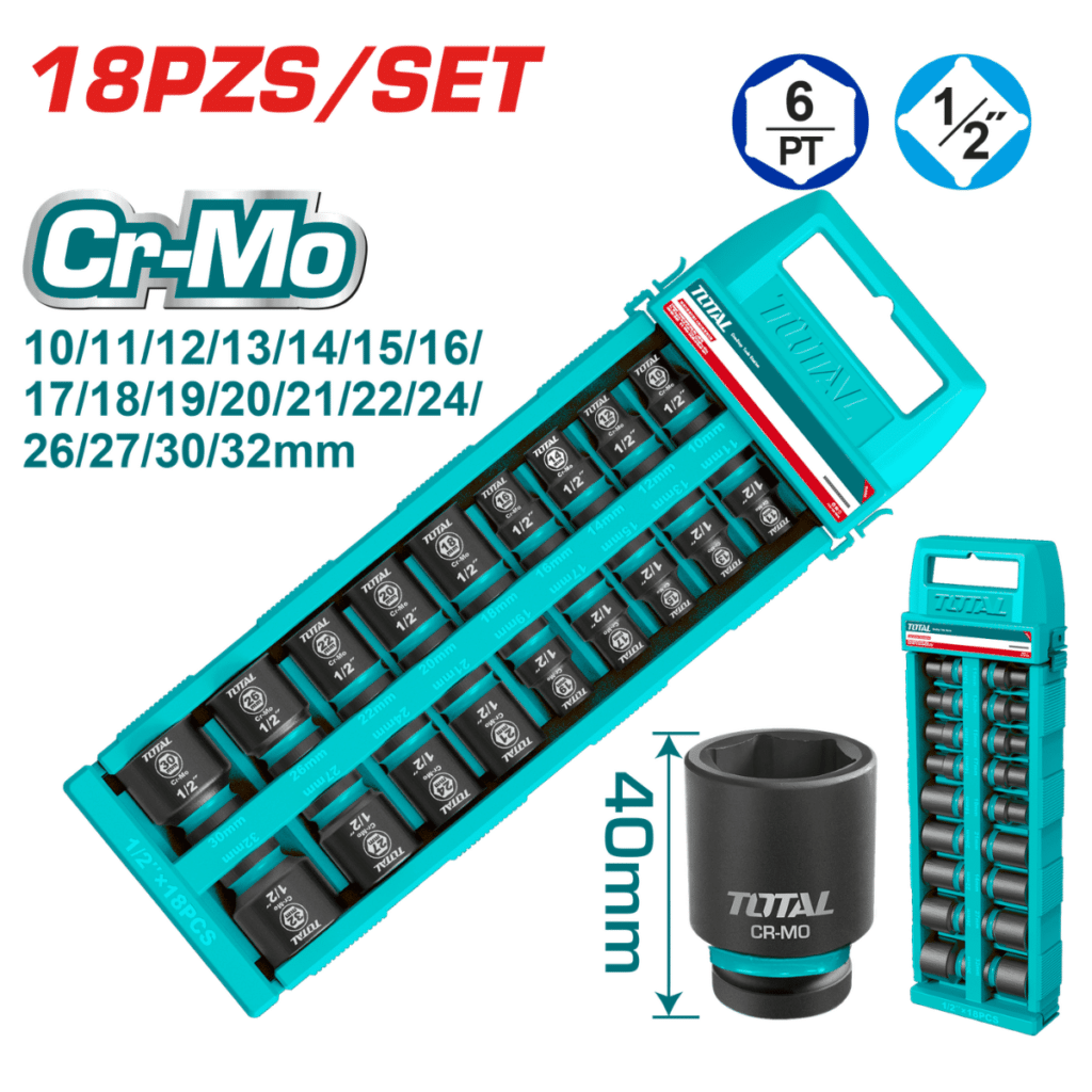 SET DADOS IMPACTO 1/2 PULG 18PCS 10-32MM CR-MO ESTUCHE INDUSTRIAL – THISTD12186
