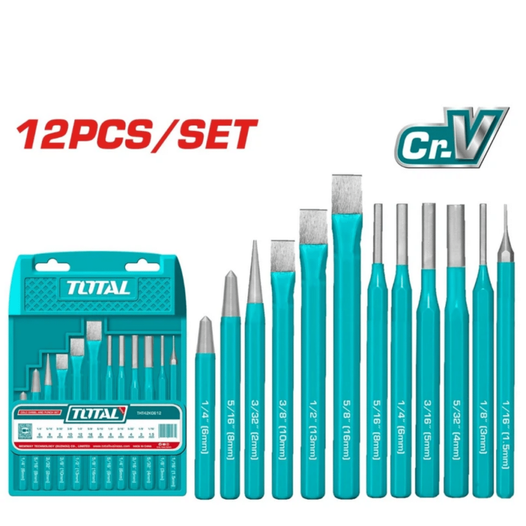 SET CINCELES CORTE FRIO + PUNSON 12PCS CR.V ESTUCHE – THT42K0612