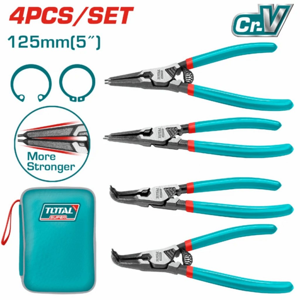SET PINZAS 4PCS + ESTUCHE 125MM (5») CR.V INDUSTRIAL – THTJ214041