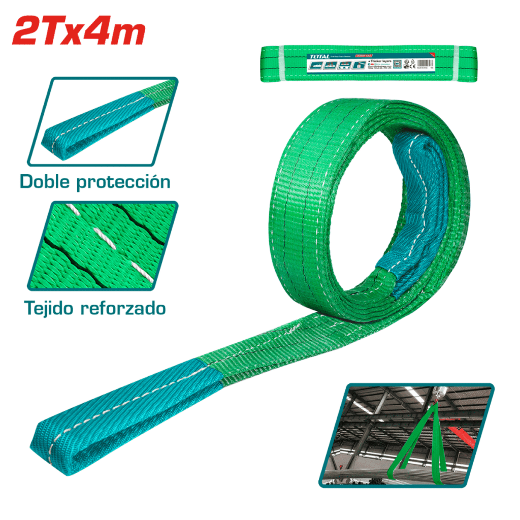ESLINGA 2 TONELADAS X 4M AN:60MM PROTECCION DUAL – VERDE – THTWS0204