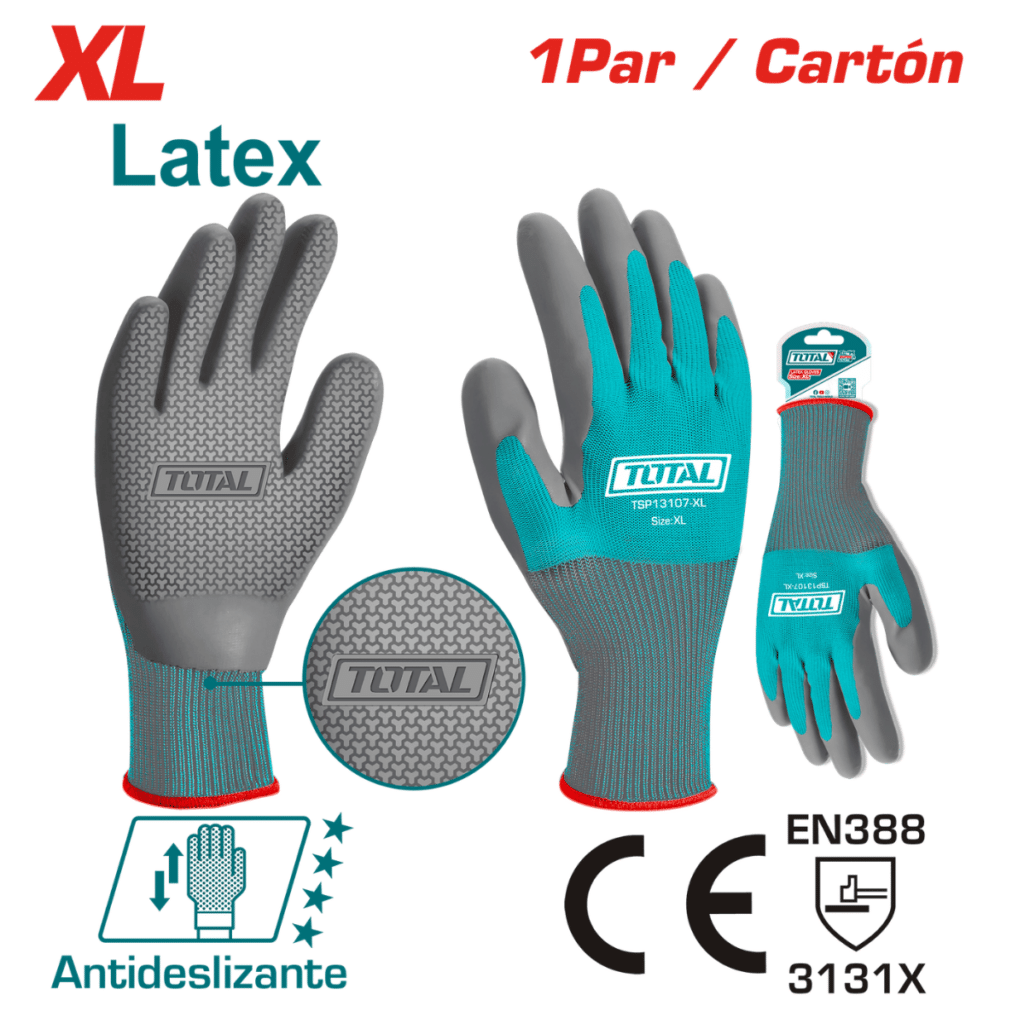 GUANTES DE LATEX ANTIDESLISABLE XL – TSP13107-XL