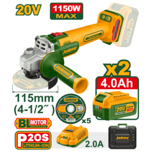 AMOLADORA 20V BL 3000-9000RPM 115MM M14 1150W 2X4.0AH MALETIN - JDLAP25292