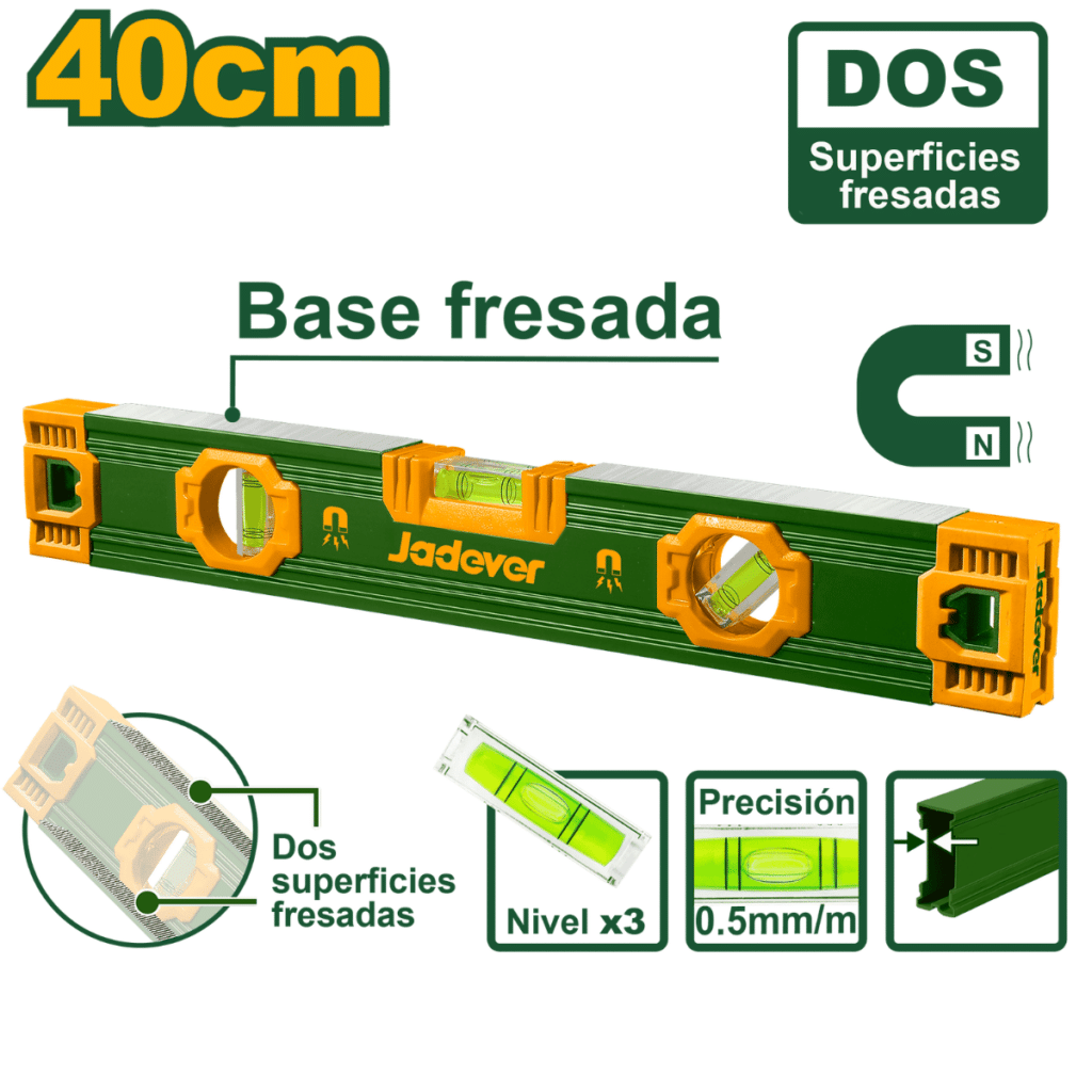 NIVEL BURBUJA 40CM B:3 AL 1.5MM PRES:0.5MM MAGNETICO – JDSL3G40