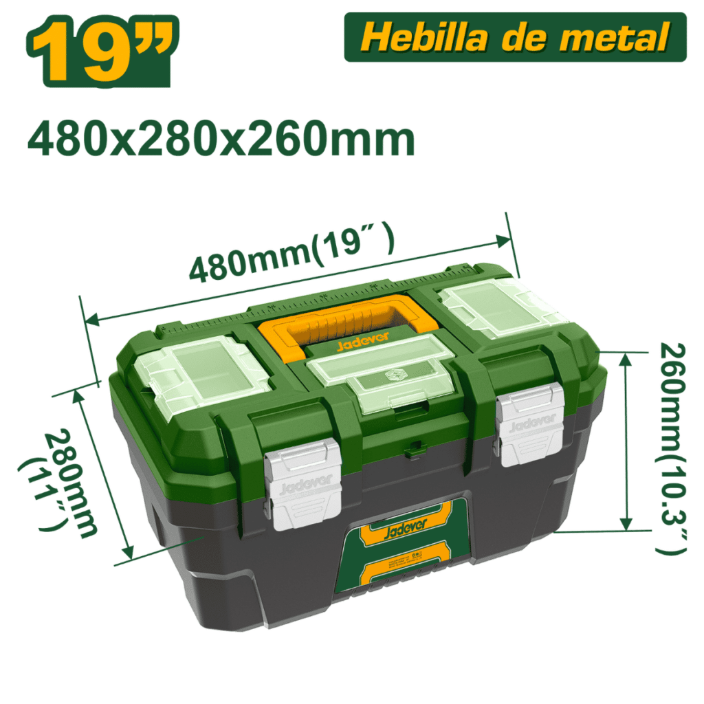 CAJA HERRAMIENTAS 19″ PP 480X280X260MM HEB.MET – JDTB3319