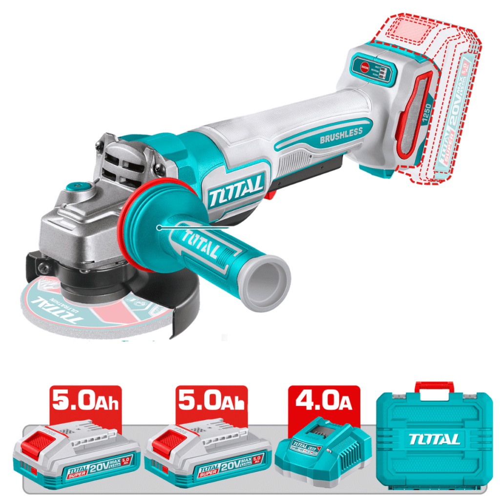 AMOLADORA 20V BL 3000-9500RPM 115MM M14 1250WMAX 2X5.0AH(TL) +ACC MALETIN IND – TAGLI235162