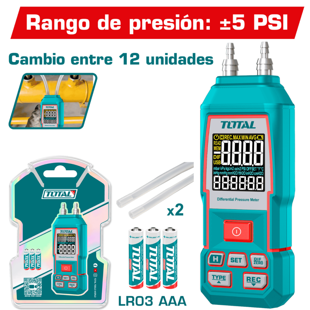 MANOMETRO DIGITAL +-5PSI PRES:0.3% BAT:3XAAA INDUSTRIAL – TETGA032