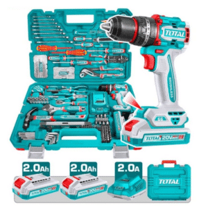 SET TALADRO PERC. 66NM 2X2.0AH + HERRAMIENTAS (218PCS) + MALETIN INDUSTRIAL - THKTHP42187