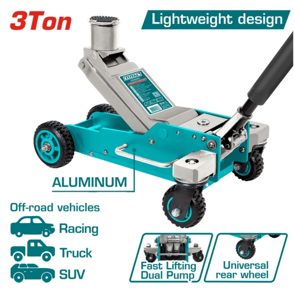 GATA LAGARTO OFF-ROAD 3TON 150-606MM ALUMINIO /LLANTA DE GOMA – THT10803