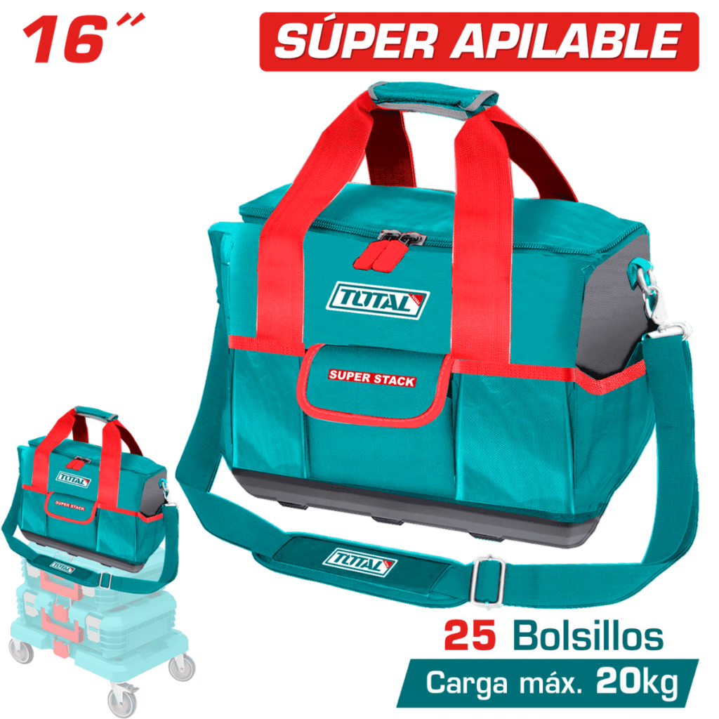 MALETIN HERRAMIENTAS 16» 25 BOLSILLOS MAX:20KG POLIESTER 168DD MOD INDUSTRIAL – THT16165