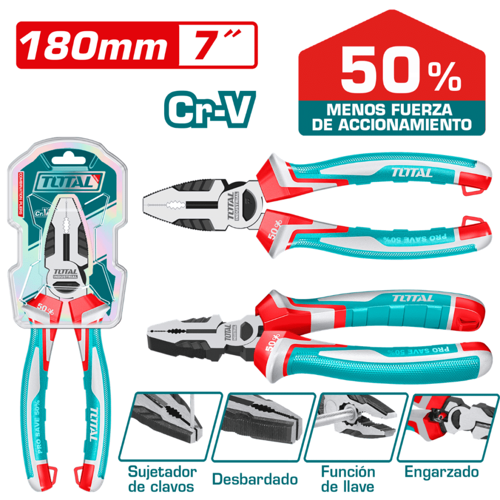 ALICATE DE FUERZA COMBINACIÓN 7″/180MM CR.V MEJ:50% INDUSTRIAL – THT211708S