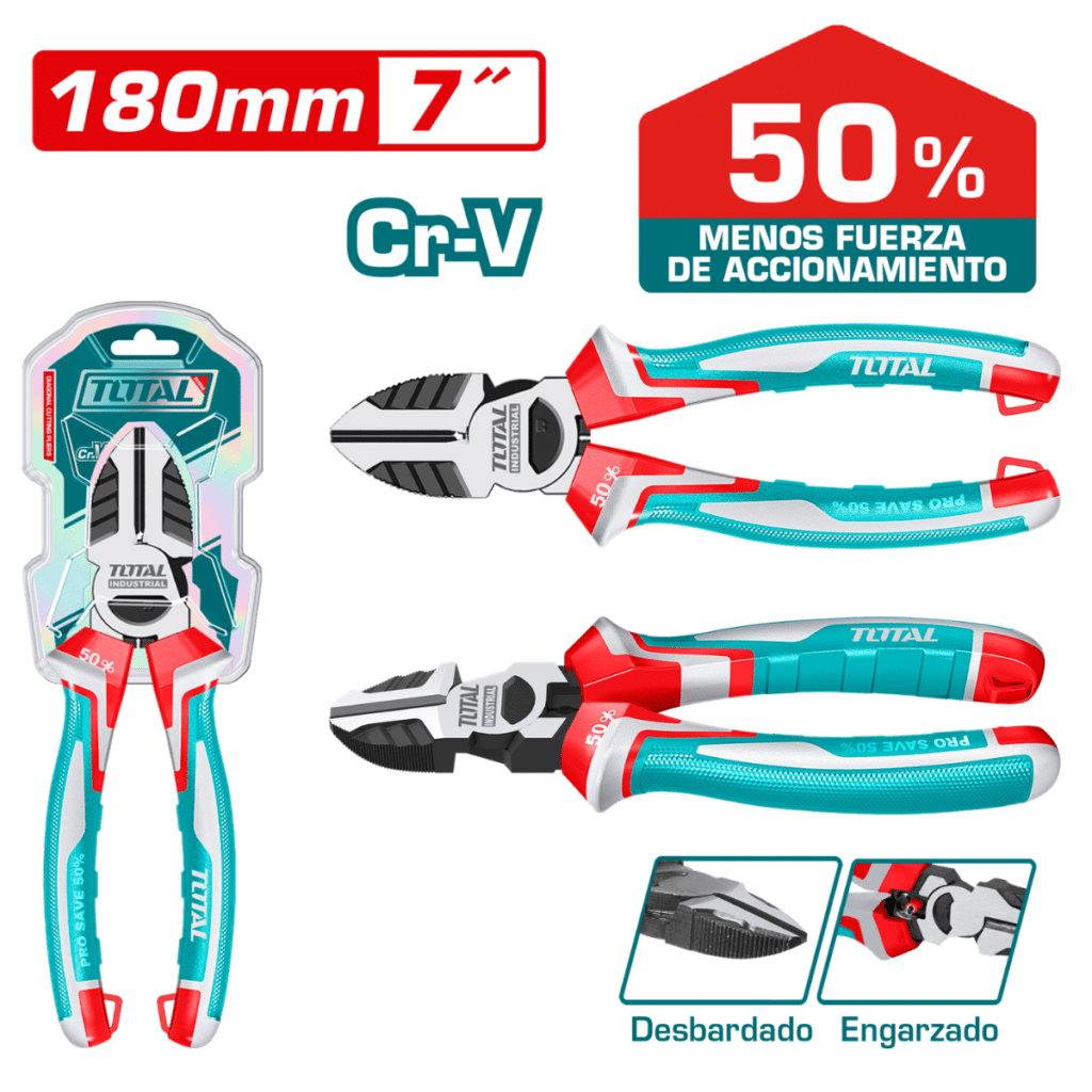 ALICATE DE FUERZA CORTE DIAGONAL 7»/180MM CR-V / TPR MEJ:50% INDUSTRIAL – THT231708S