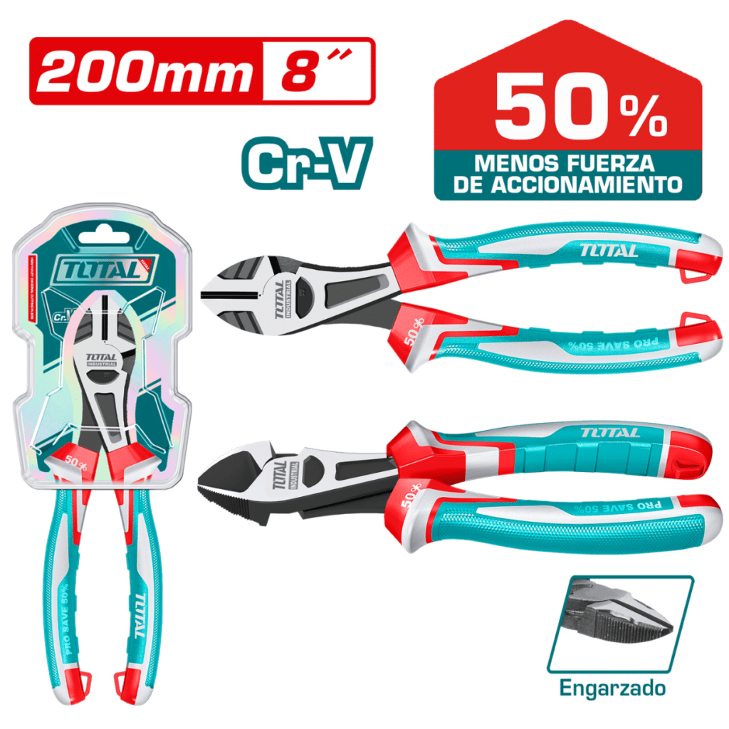 ALICATE DE FUERZA CORTE DIAGONAL HD 8»/200MM CR.V MEJ:50% INDUSTRIAL – THT271808S